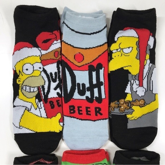 The Simpsons 6 Pack Adult No Show Low Cut Ankle Socks Duff Beer Homer Krusty Moe - Picture 2 of 6
